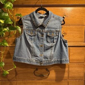 Cato denim vest with gold studded detailing